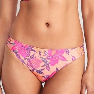 Peach & Pink Floral Classic Low Rise Bikini Bottoms